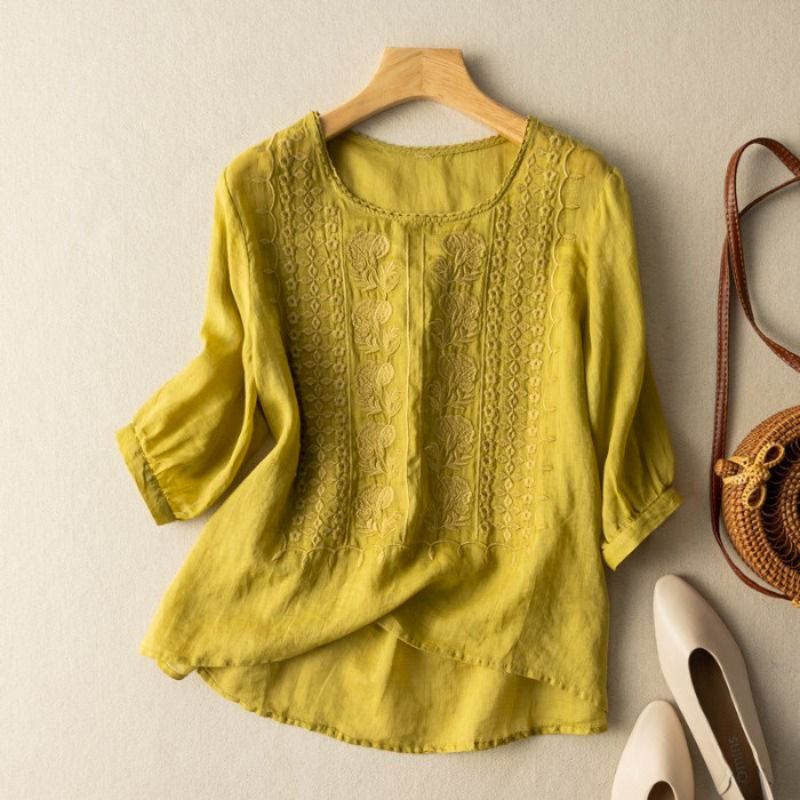 Nabalu Mariselle | Women’s Embroidered Relaxed Long Sleeve Blouse