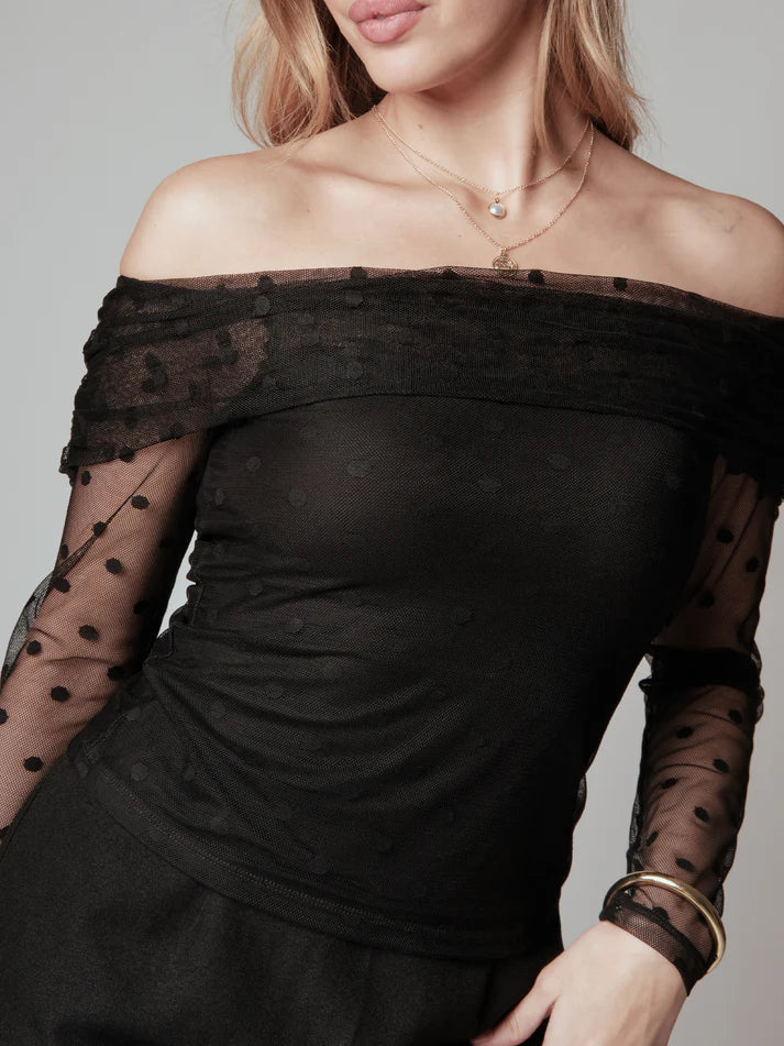 Klassy Mesh Fold Over Long Sleeve