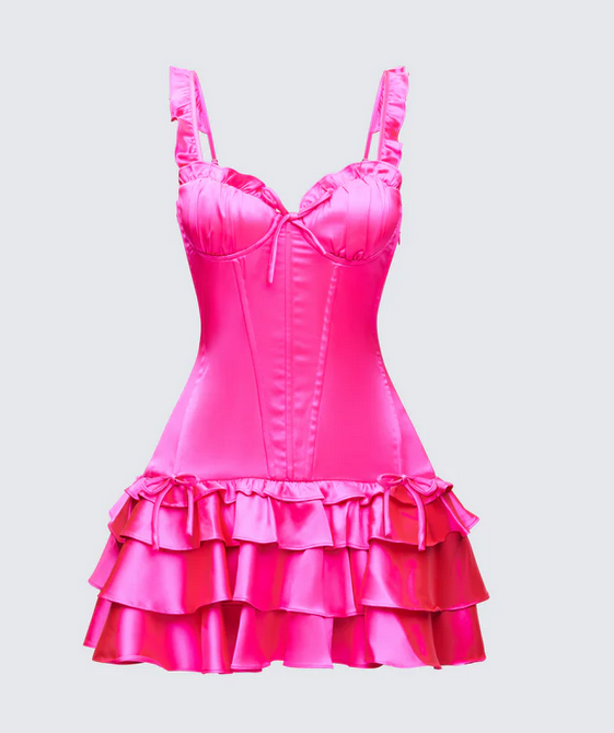 Finesse Odelle Satin Ruffle Dress