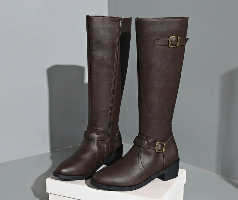 Nabalu Women’s Orthopedic Leather Boots – Knee-High Supportive Walking Boots