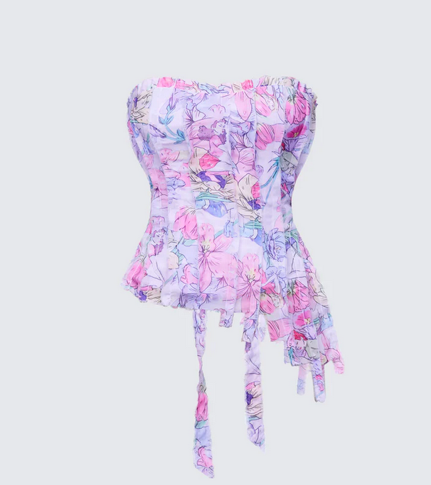Finesse Claudette Chiffon Asymmetric Corset Top