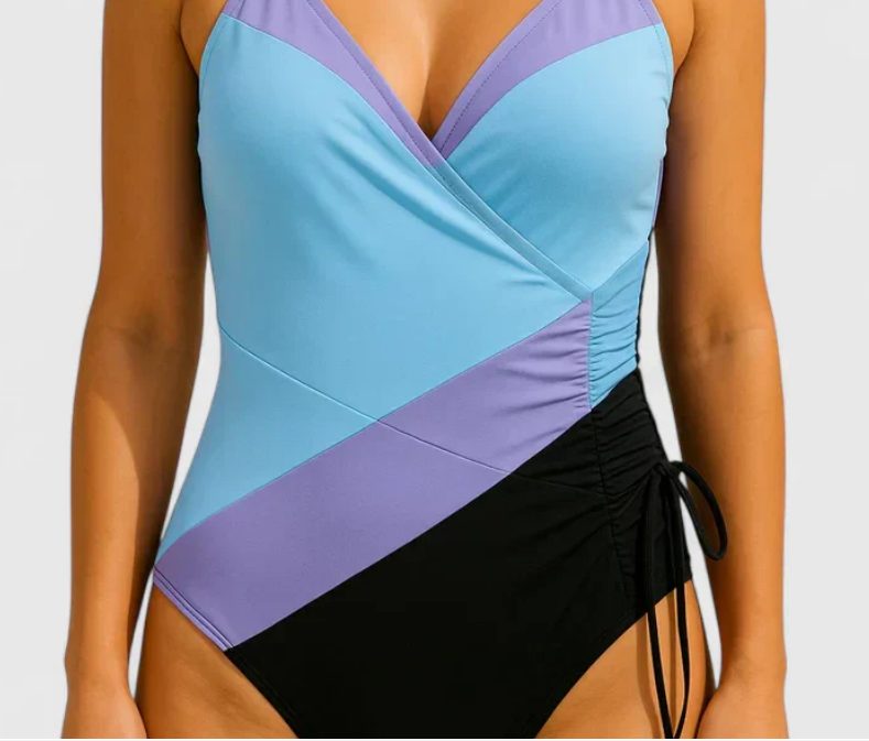 Nabalu Marivelle | Women’s Ruched Striped One-Piece Swimsuit