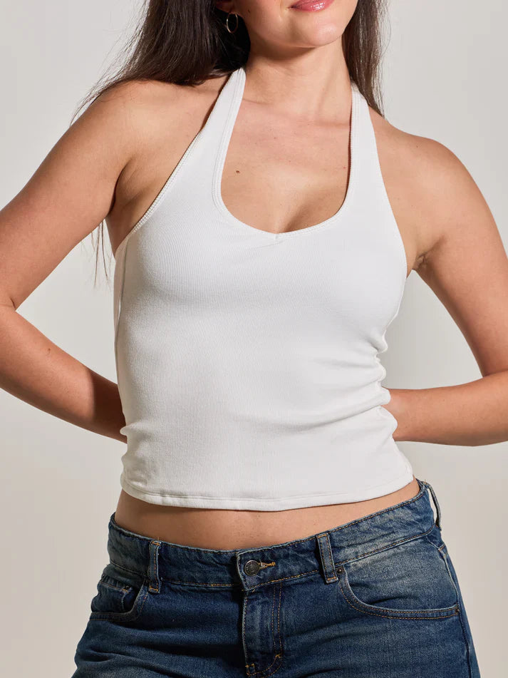 Klassy Ribbed Halter Brami