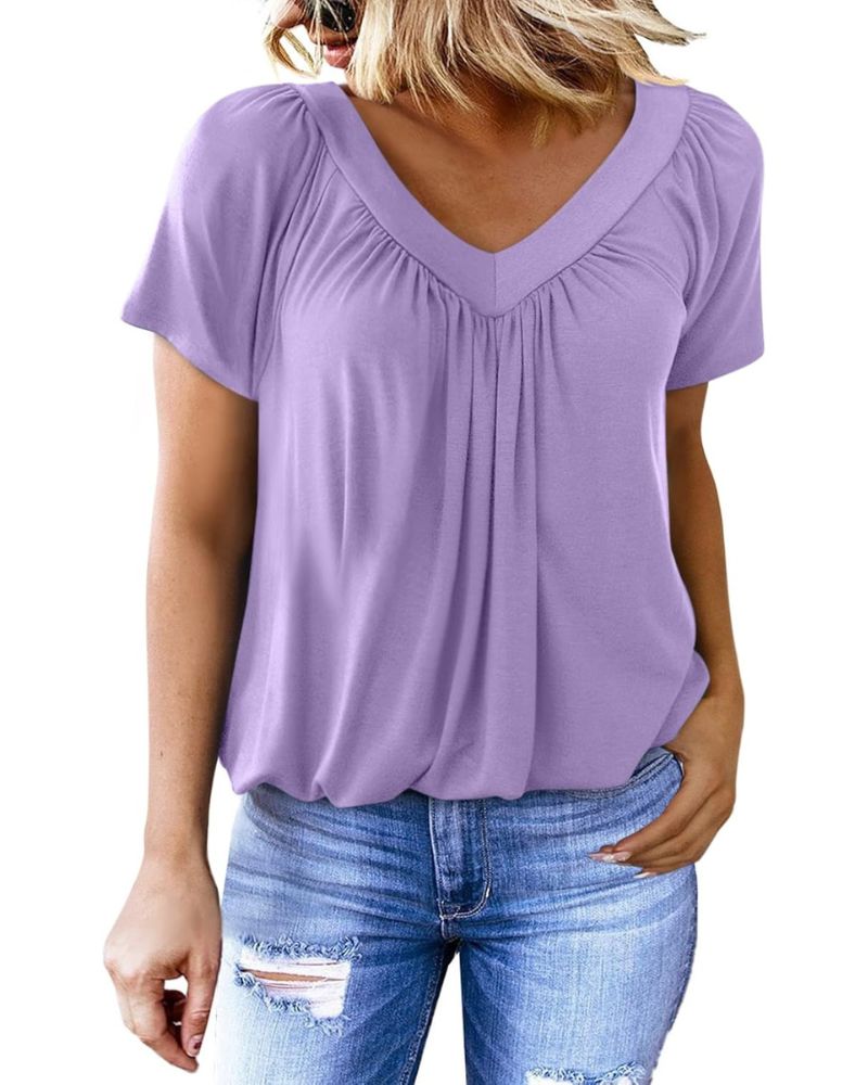 Nabalu Elowyn | Women’s V-Neck Short Sleeve Relaxed Blouse 1
