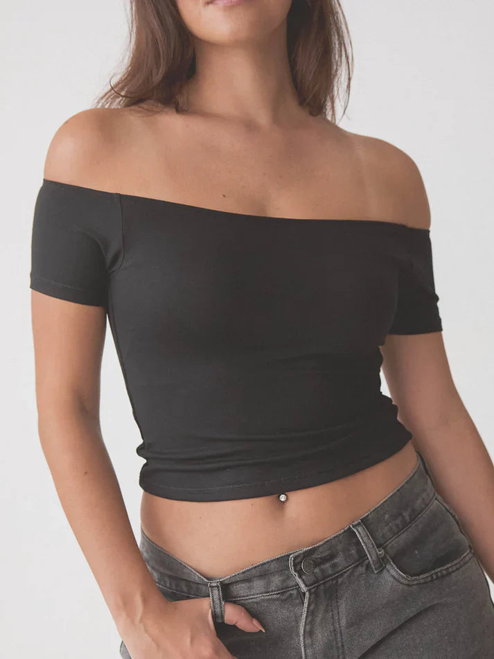 Klassy Braless Off The Shoulder Short Sleeve Brami
