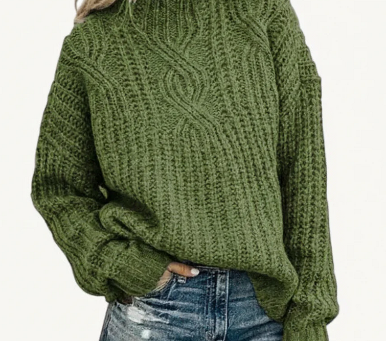 Nabalu Elegant Cable Knit Turtleneck Sweater