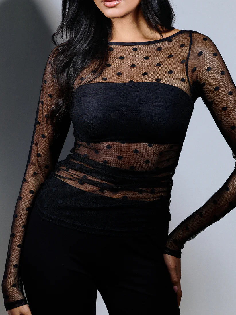 Klassy Mesh Bandeau Long Sleeve