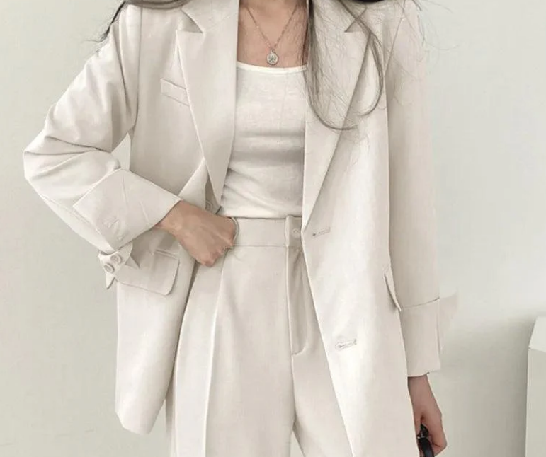 Nabalu Women’s Elegant Evening Set – Tailored Blazer and Wide Leg Pants