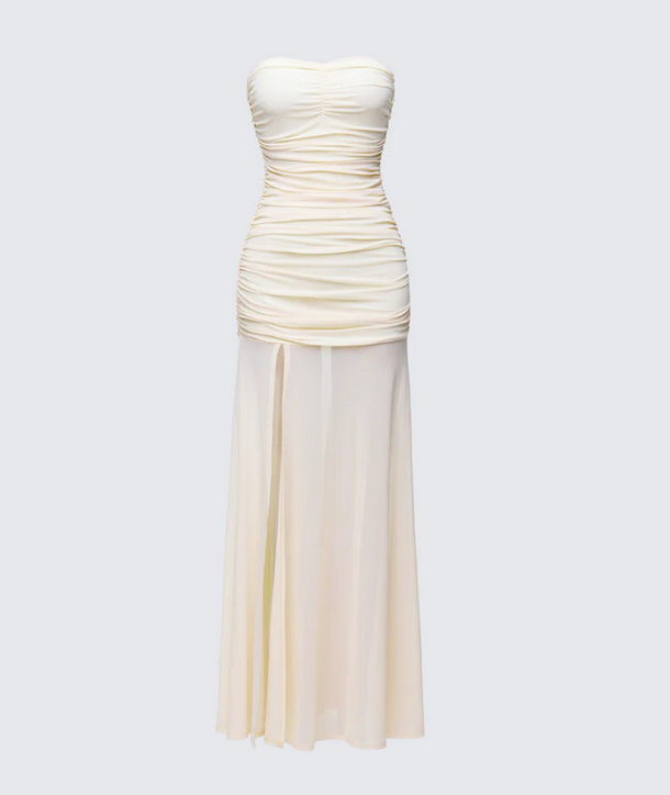 Finesse Zea Ruched Mesh Maxi Dress