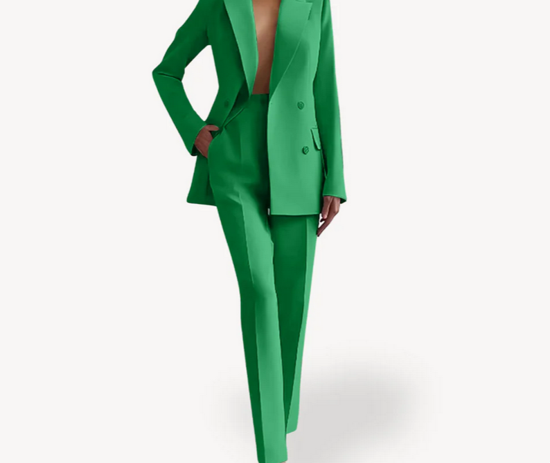 Nabalu Women’s Elegant Evening Set – Double Breasted Blazer and Tapered Pants