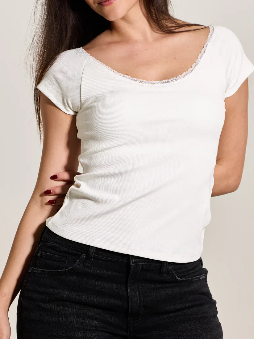 Klassy Lace Cotton Scoop Short Sleeve