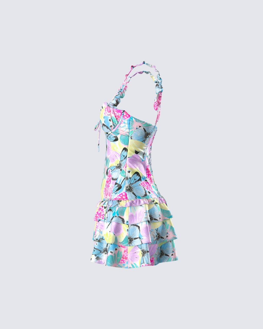 Finesse Odelle Printed Satin Ruffle Dress