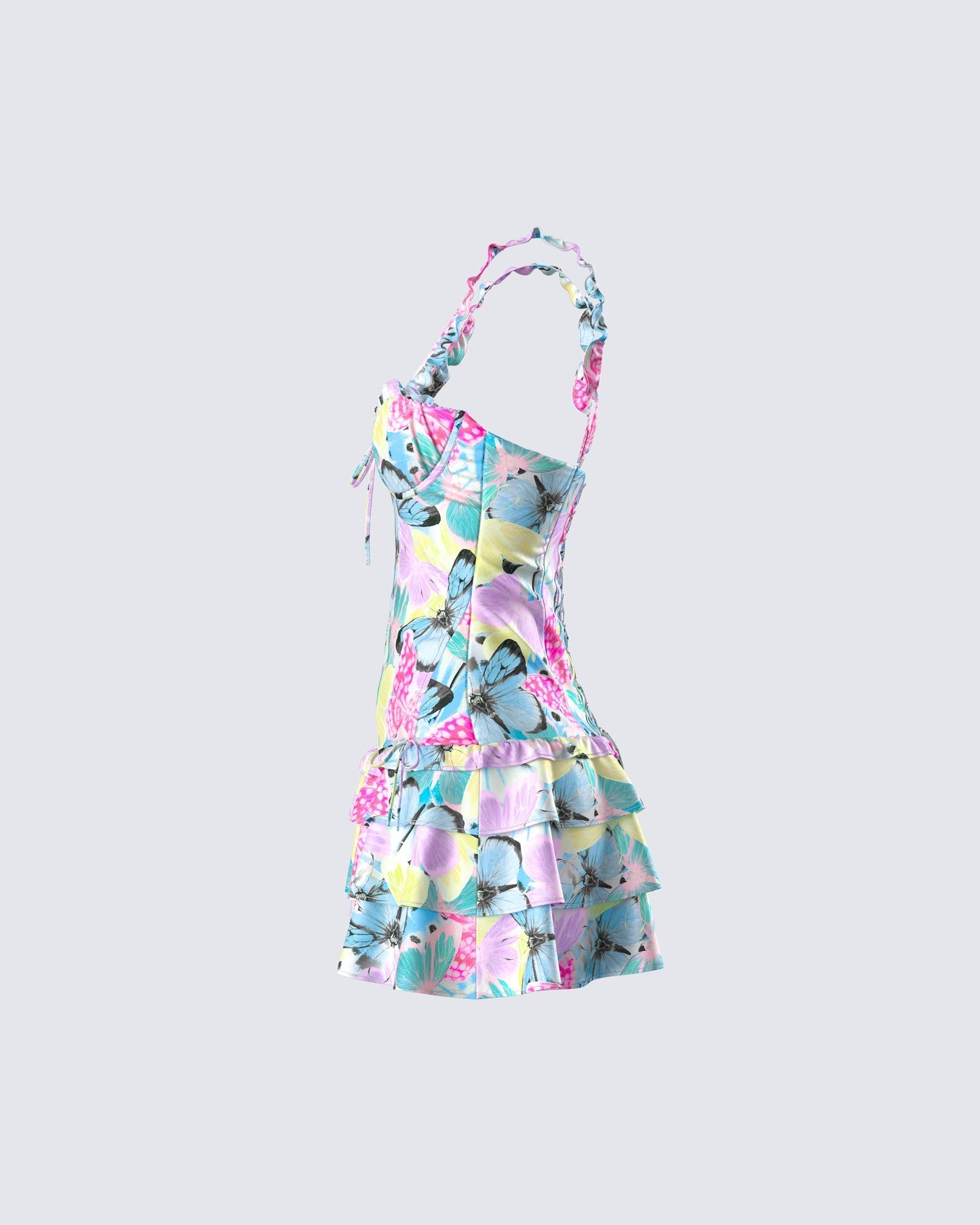 Finesse Odelle Printed Satin Ruffle Dress