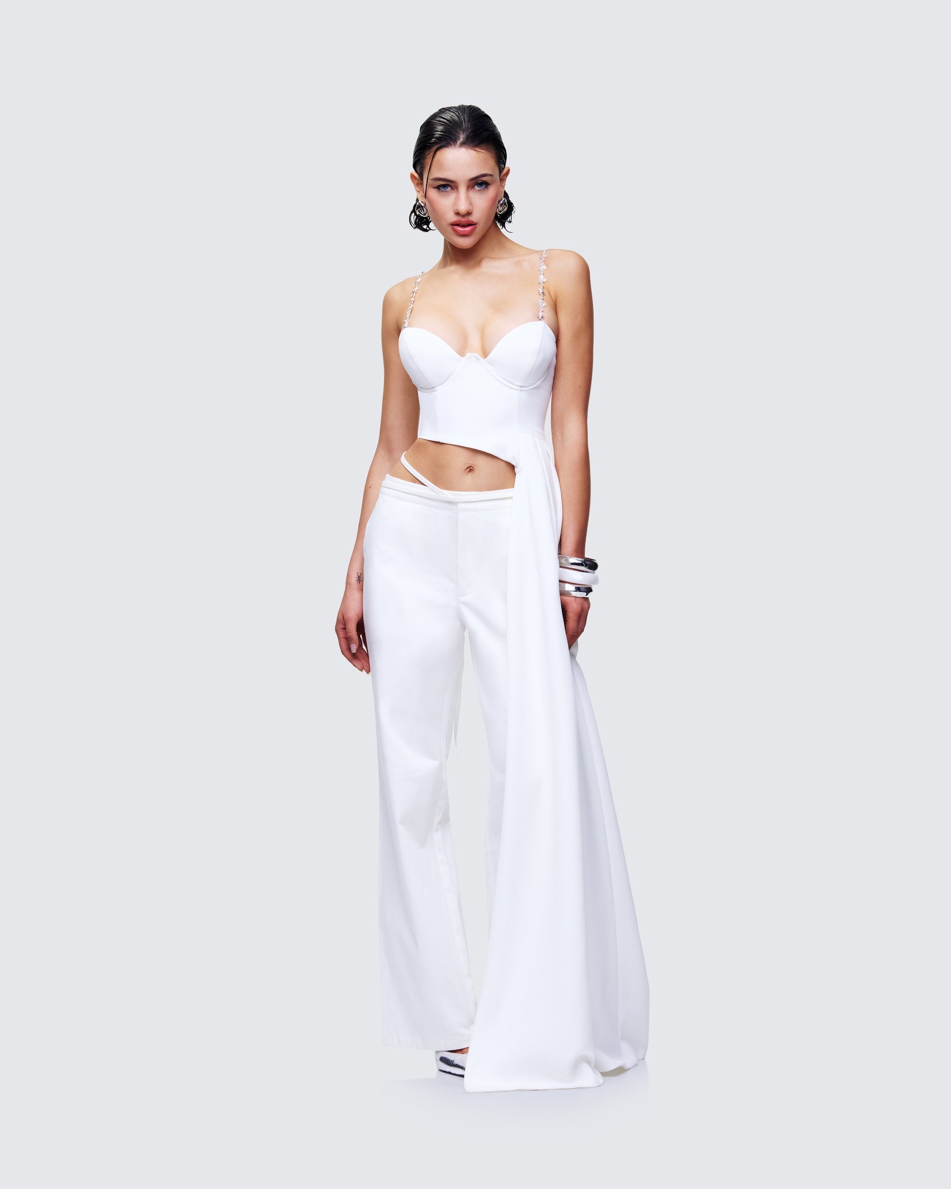 Bellamy White Asymmetric Detachable Strap Top