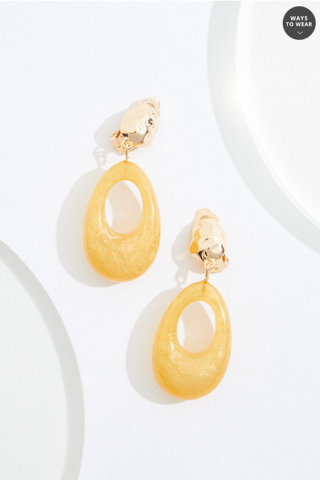 Cato Fashions Clip- On Lucite Oval Earrings