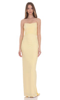 Lucy In The Sky Pointed Corset Strapless Maxi Dress in Yellow