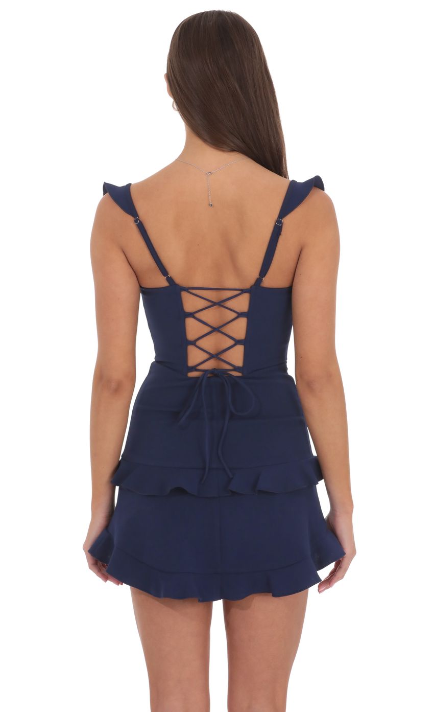 Lucy In The Sky Ruffle Bodycon Dress in Navy