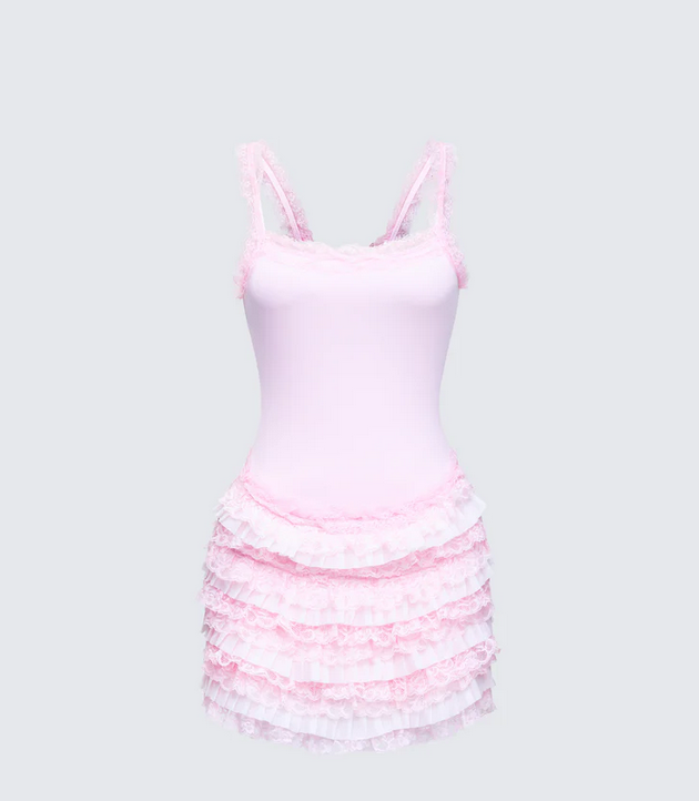 Finesse Amira Ribbed Ruffle Mini Dress