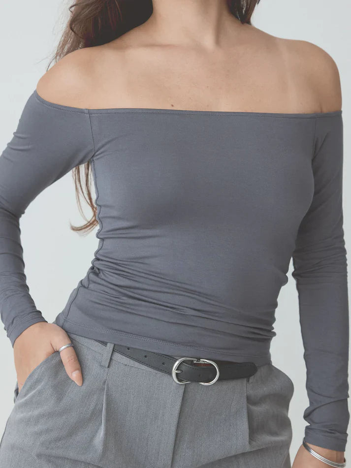 Klassy Off The Shoulder Braless Long Sleeve