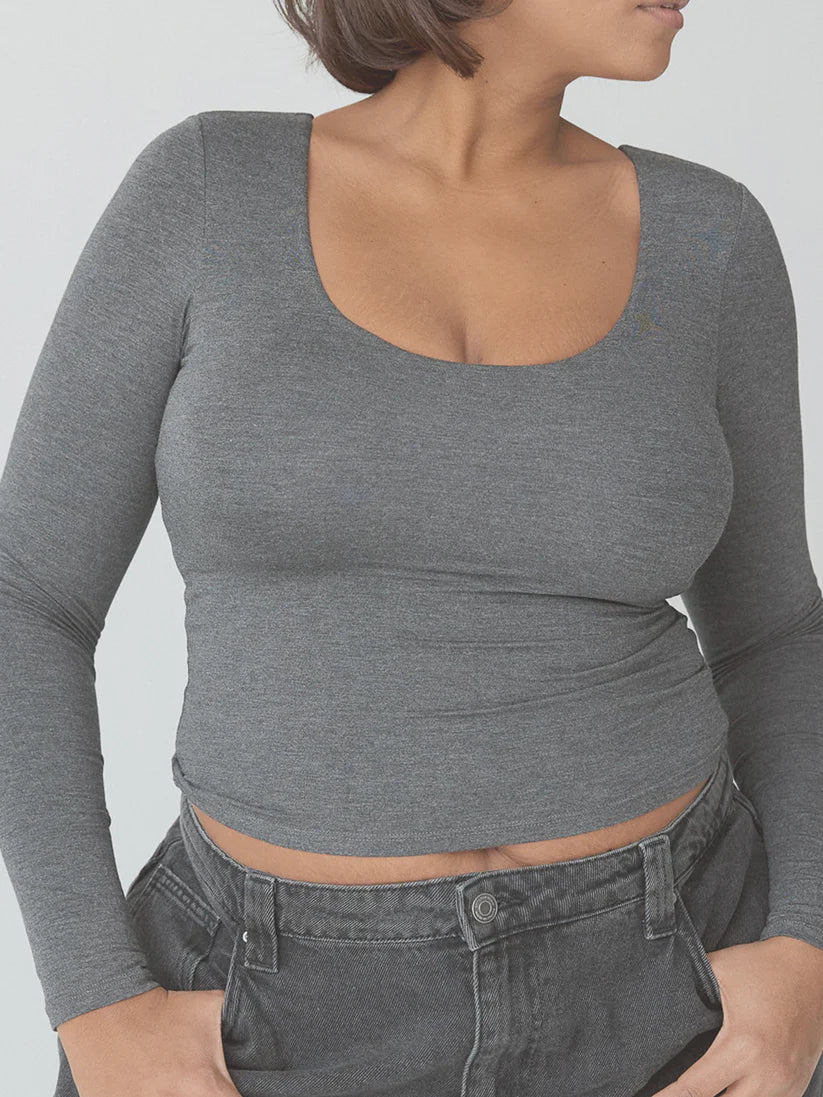 Klassy Scoop Neck Braless Long Sleeve