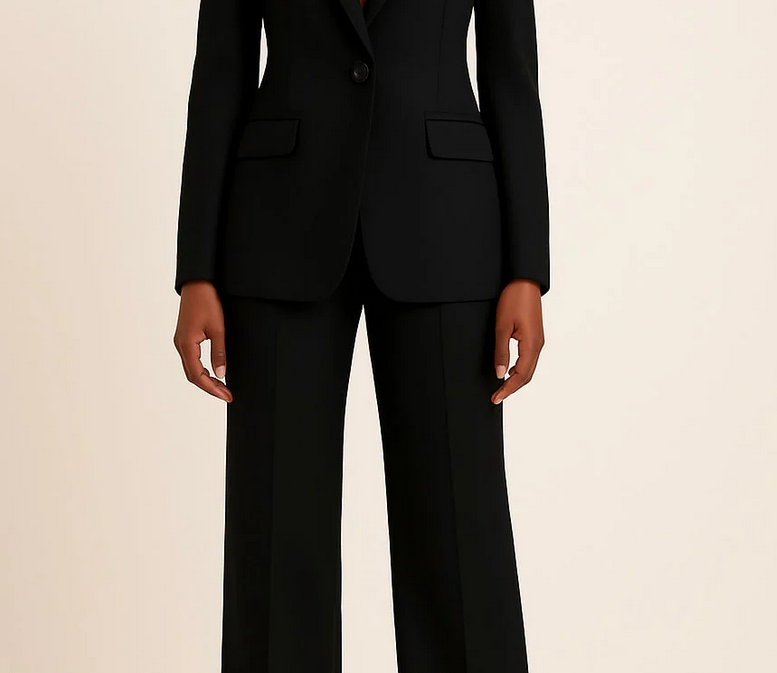 Nabalu Women’s Elegant Evening Set – Single Button Blazer and Wide Leg Pants