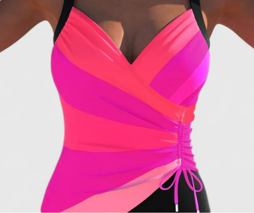 Nabalu Marivelle | Women’s Ruched Striped One-Piece Swimsuit