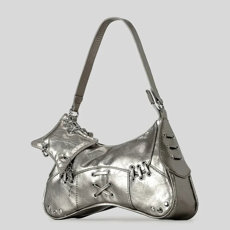 Mermaid Way Noxen Vintage Leather Rivet Shoulder Bag