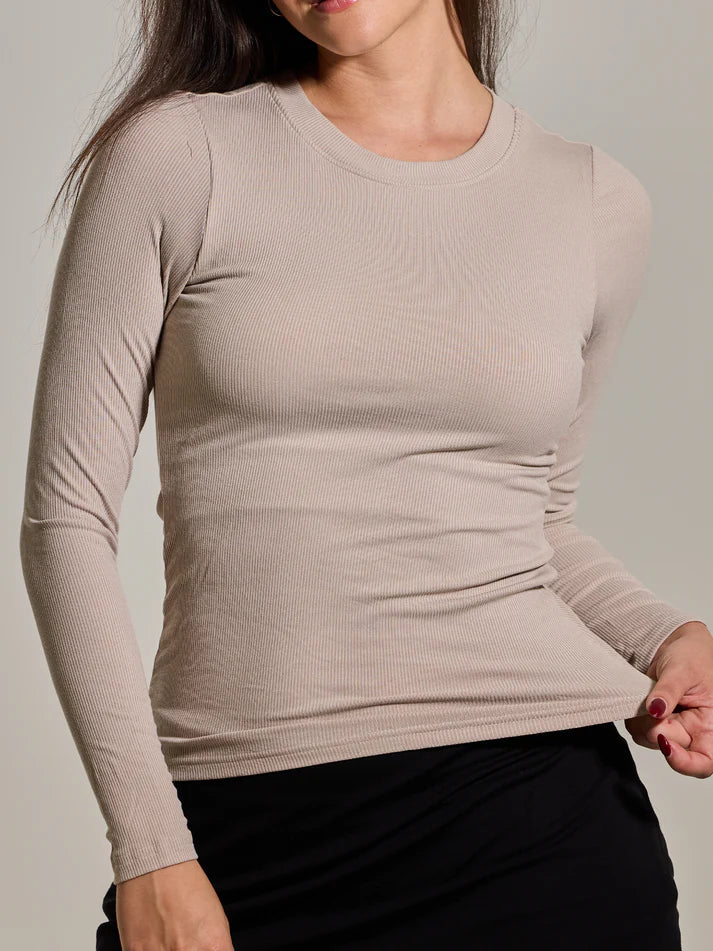 Klassy Ribbed Crew Neck Long Sleeve