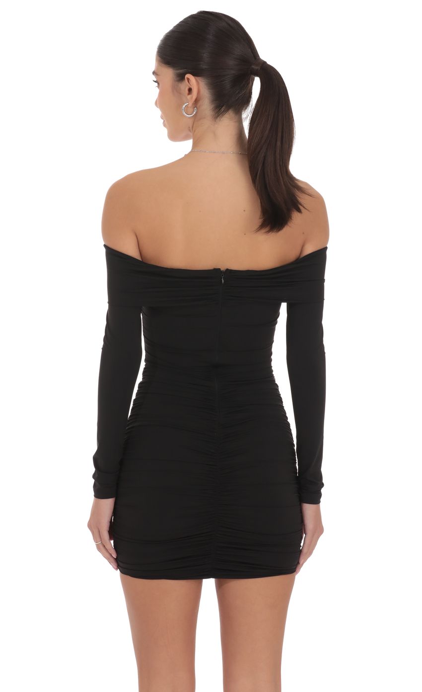 Lucy In The Sky Plunge Off Shoulder Bodycon Dress in Black