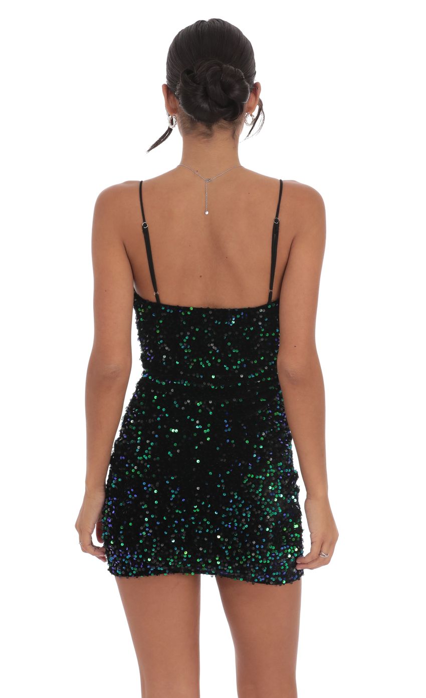 Lucy In The Sky Velvet Sequin Bodycon Dress Green