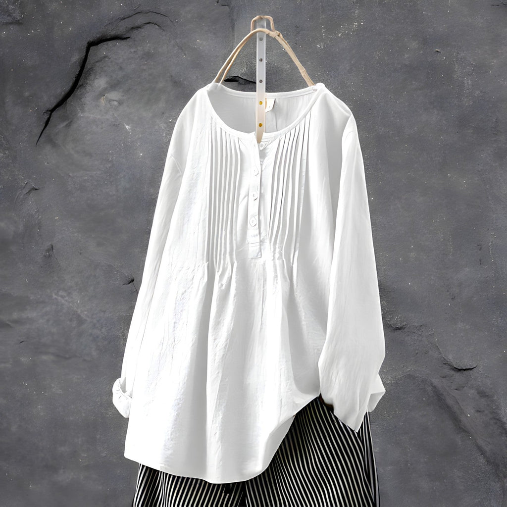 Nabalu Marcelline | Women’s Pleated Button Front Relaxed Blouse