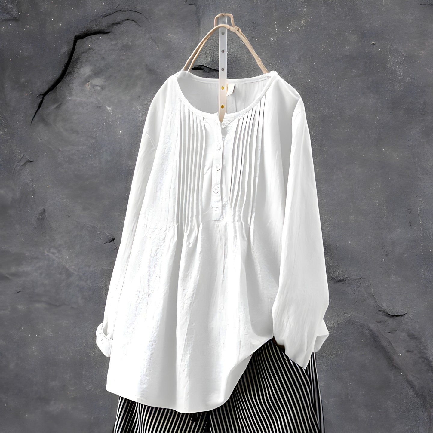 Nabalu Marcelline | Women’s Pleated Button Front Relaxed Blouse