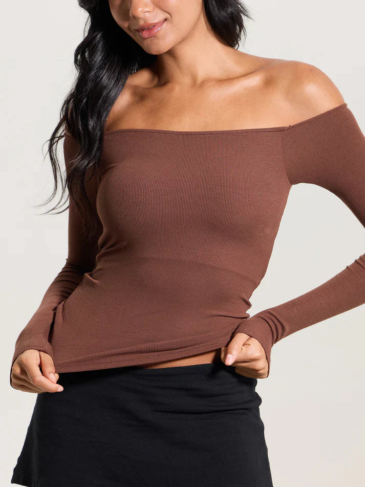 Klassy Ribbed Off The Shoulder Brami
