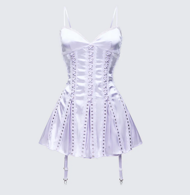 Finesse Effie Satin Lace Up Mini Dress
