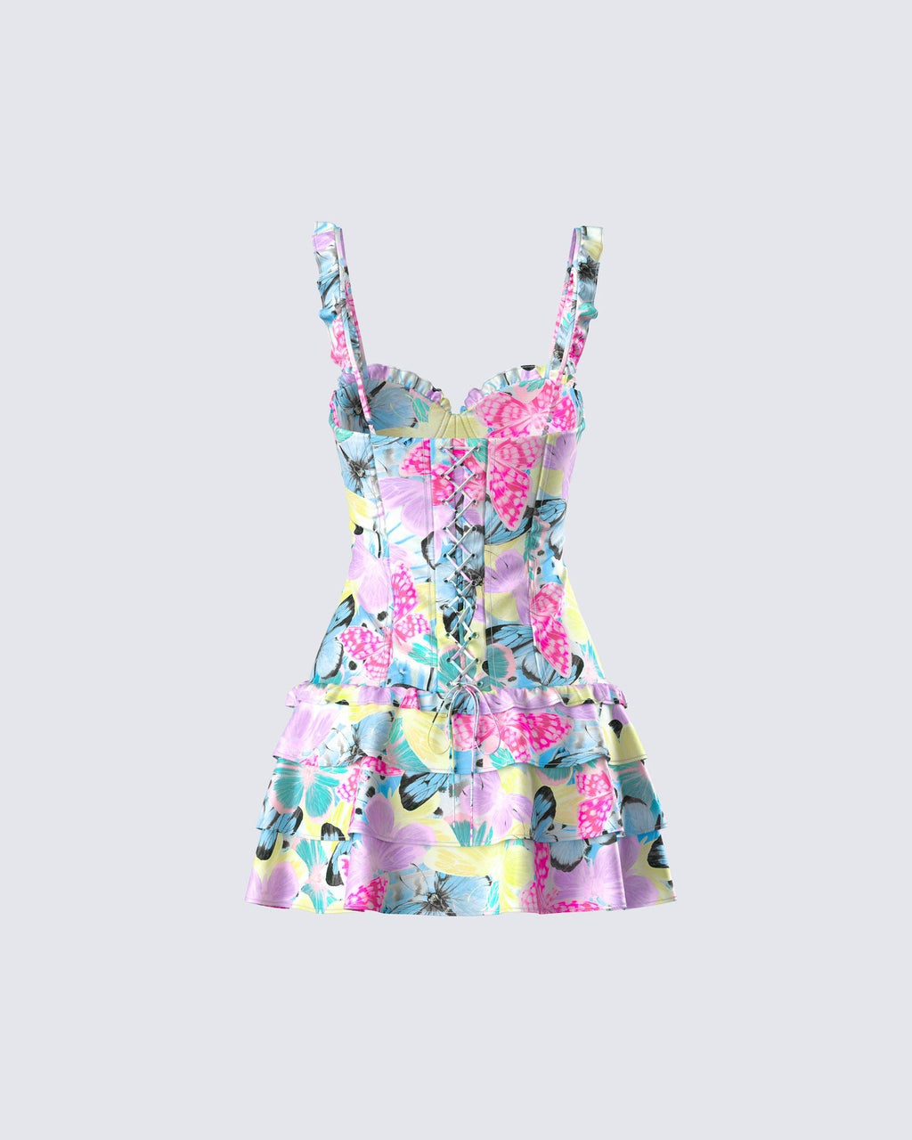 Finesse Odelle Printed Satin Ruffle Dress