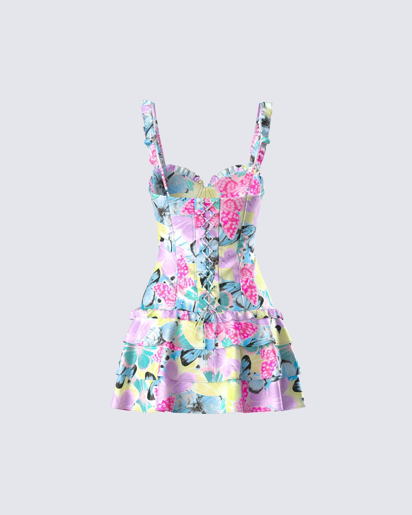 Finesse Odelle Printed Satin Ruffle Dress