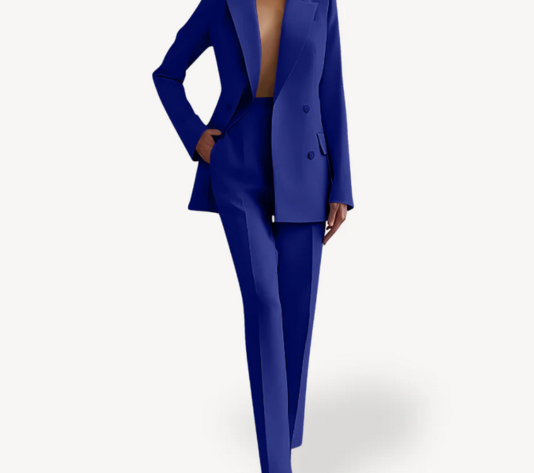 Nabalu Women’s Elegant Evening Set – Double Breasted Blazer and Tapered Pants