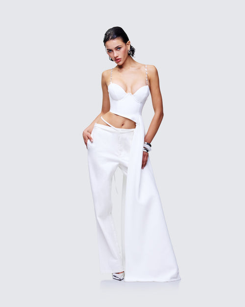 Bellamy White Asymmetric Detachable Strap Top