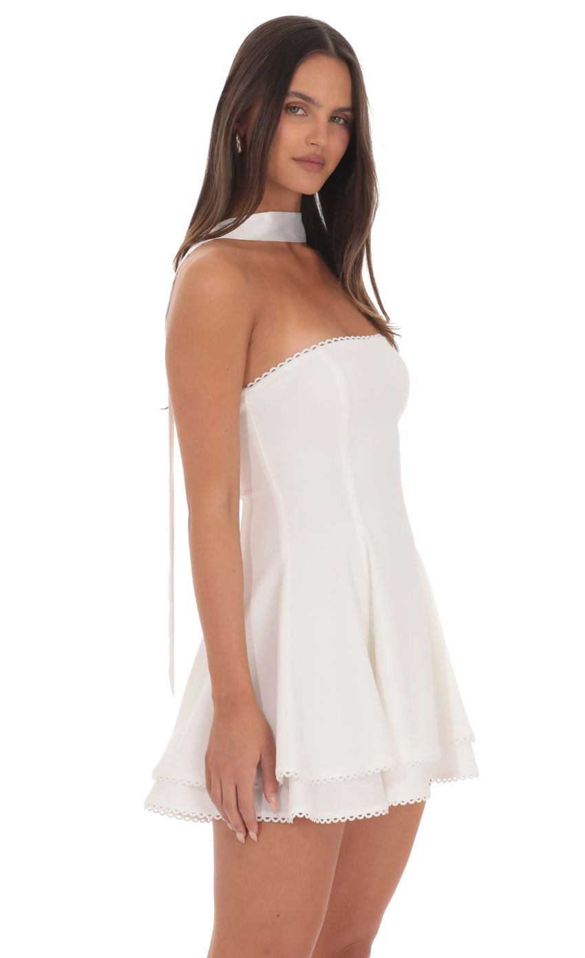 Lucy In The Sky Satin Scarf Strapless Dress in White