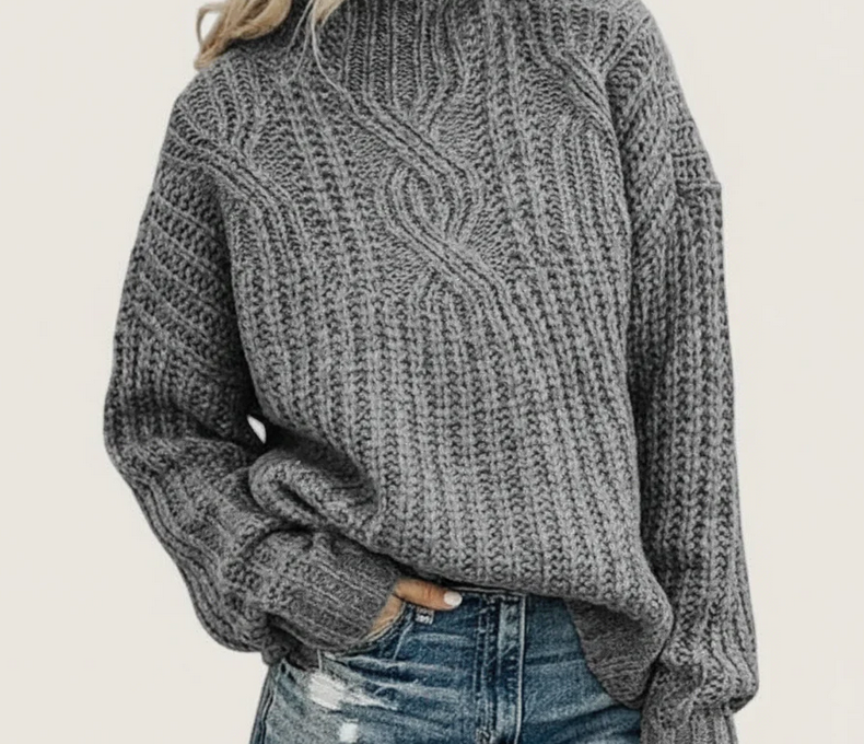 Nabalu Elegant Cable Knit Turtleneck Sweater