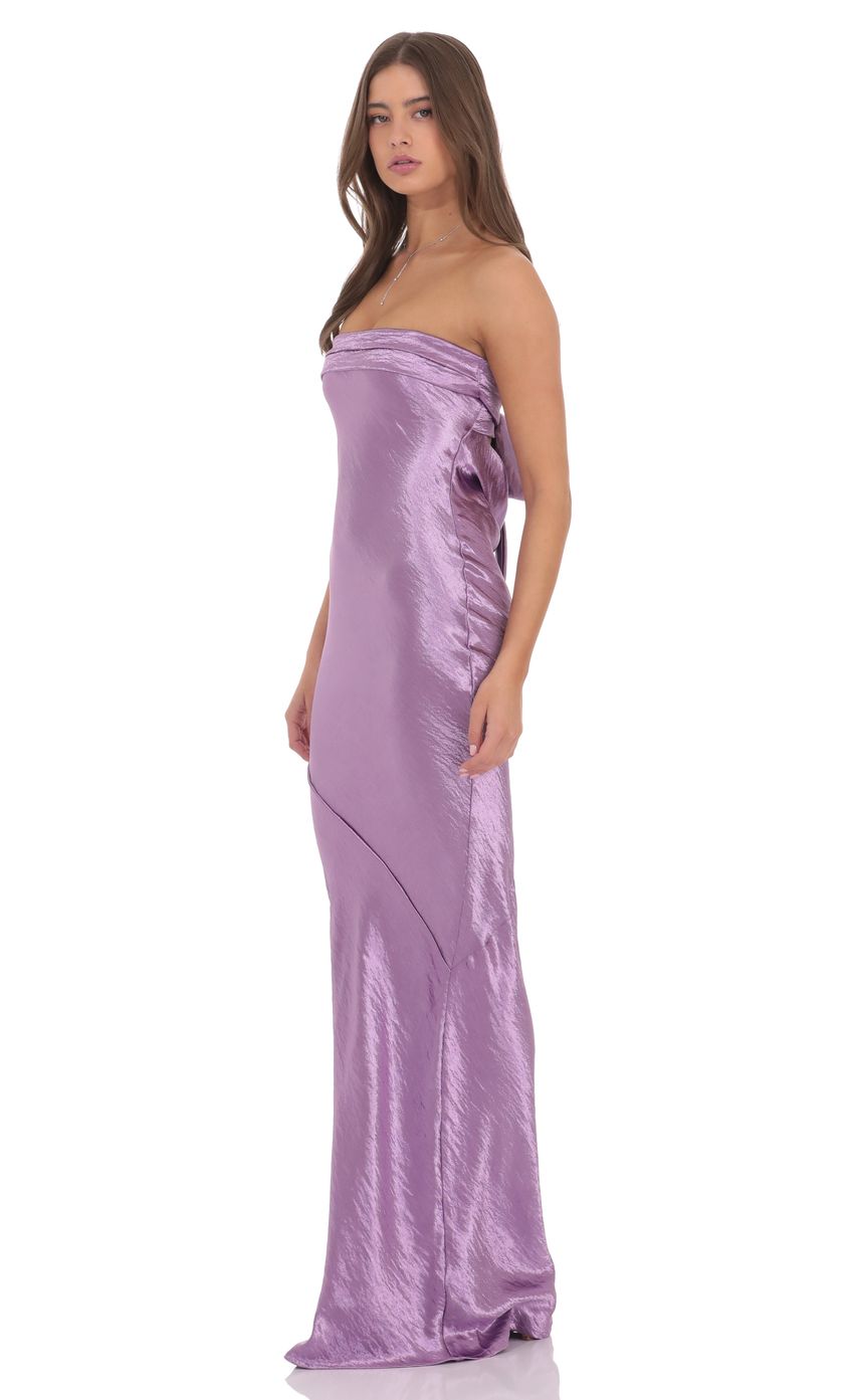 Lucy In The Sky Crinkle Satin Open Back Maxi Dress in Purple