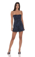 Lucy In The Sky Textured Floral A-line Dress in Navy