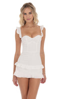 Lucy In The Sky Ruffle Corset Dress in White