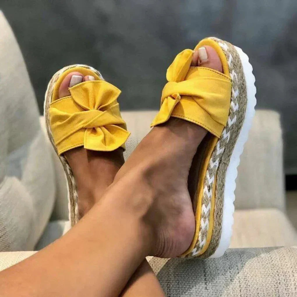 Nabalu Brisavelle | Women’s Platform Slides with Bow Detail