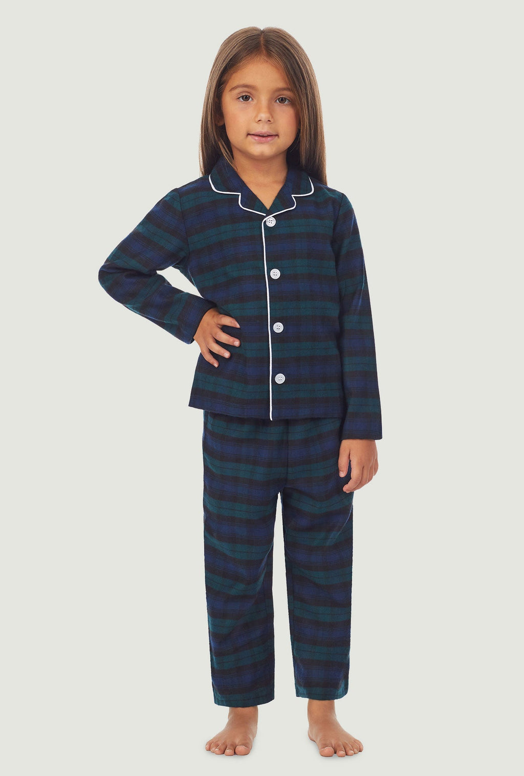 Lanz of Salzburg Kid's Unisex Toddler & Kids Black Watch Plaid Pajama Set