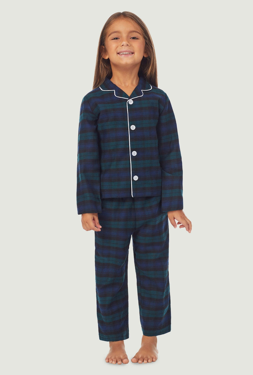 Lanz of Salzburg Kid's Unisex Toddler & Kids Black Watch Plaid Pajama Set
