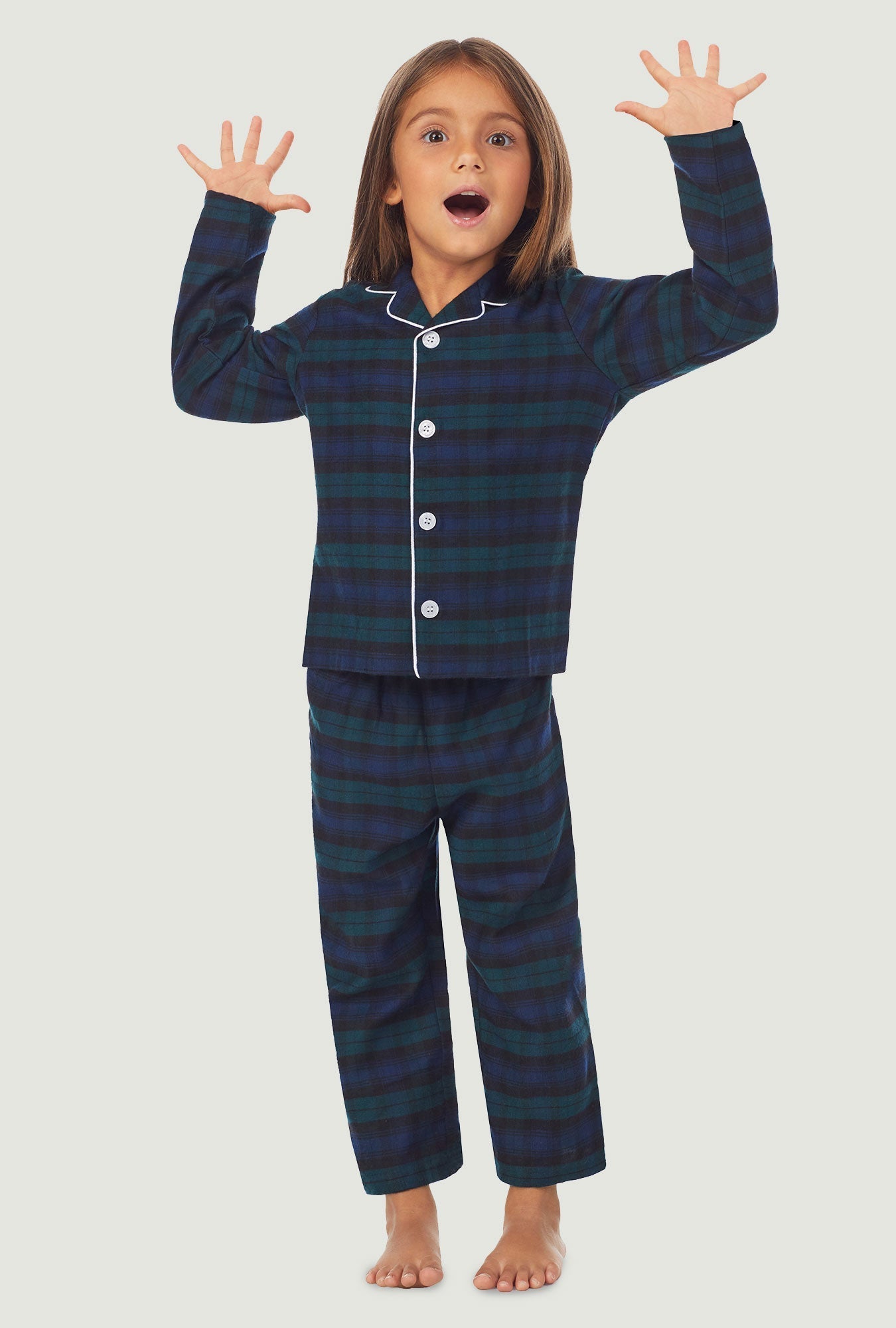 Lanz of Salzburg Kid's Unisex Toddler & Kids Black Watch Plaid Pajama Set