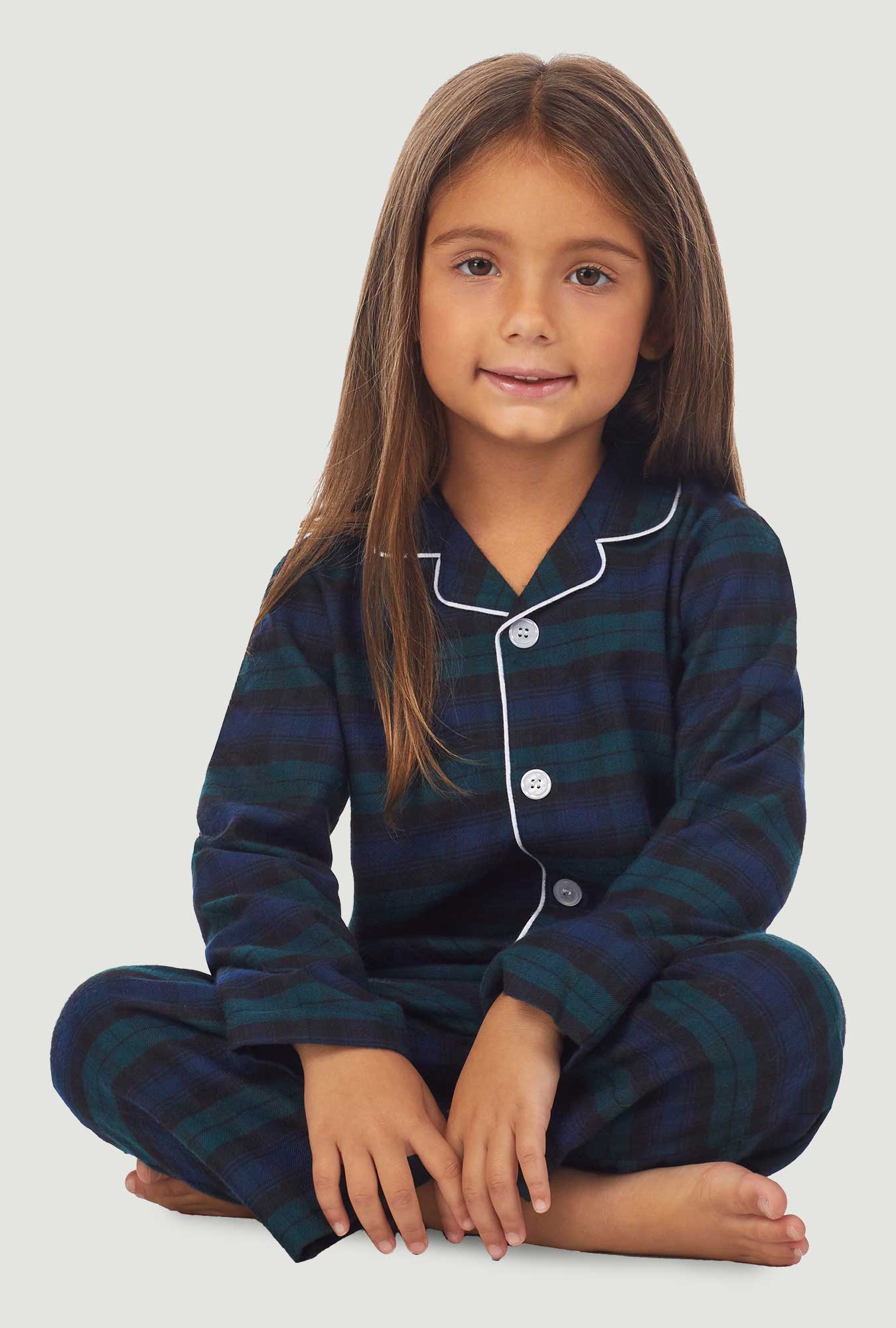 Lanz of Salzburg Kid's Unisex Toddler & Kids Black Watch Plaid Pajama Set