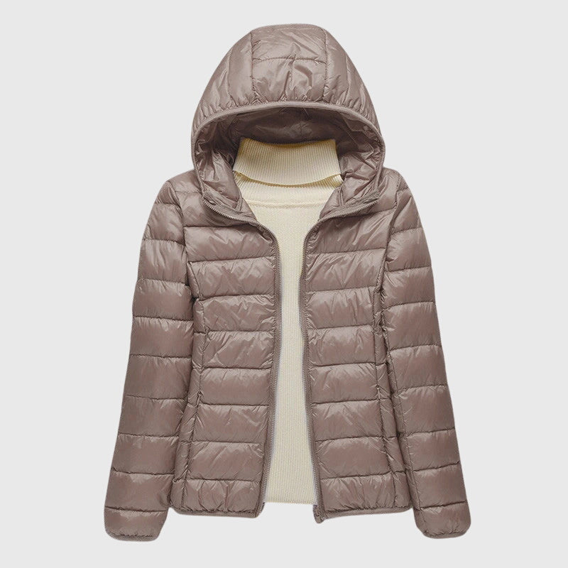Nabalu Women’s Hooded Zip-Up Puffer Jacket – Lightweight Everyday Outerwear