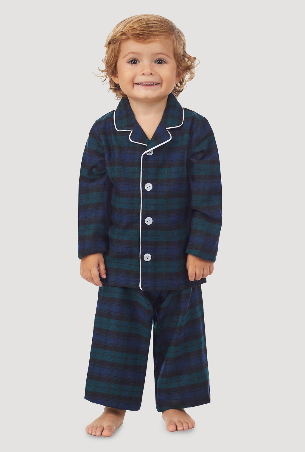 Lanz of Salzburg Kid's Unisex Toddler & Kids Black Watch Plaid Pajama Set